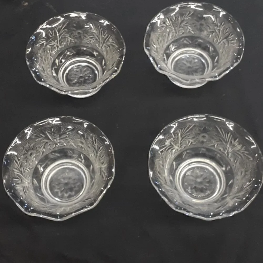 4 pc. Anchor Hocking vintage MCM sandwich ruffled custard/dessert cups